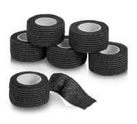 Vendaje cohesivo autoadherente - Paquete de 6 rollos - 1" de ancho x 5 yardas - Cinta deportiva atlética para uso médico, deportes, primeros auxilios y ayuda a proteger la piel, negro