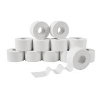 Vendaje deportivo - 3.8cm x 10m (12 Rolls) - Cinta deportiva adhesiva color blanco para tobillo, muñeca, rodilla y pie, Sport tape para todos los deportes Bat, levantadores, escaladores y boxeo
