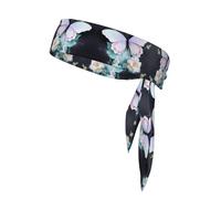 Vendaje deportivo de mariposa blanca con diadema impresa, adecuado para baloncesto, correr, tenis, karate y pista y campo