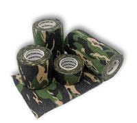 Vendaje deportivo LisaCare Camo-Mix Cohesivo Vendaje Verde Autoadhesivo Fijación Elástica - Juego de 4-2.5-10cm de ancho x 4.5m