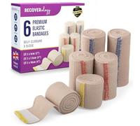Vendaje elástico de alta calidad con cierre automático, paquete de 6 (2 x 5 cm, 2 x 7,5 cm, 2 x 10 cm), vendas de compresión para muñecas, codos, tobillos, rodillas, muslos y torso, autoadhesivas