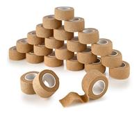 Vendajes adhesivos cohesivos MEDca de 1 pulgada X 5 Yardas. Empaque de 24. Cinta de primeros auxilios para aliviar el dolor y la hinchazón en tobillo y muñeca (Color piel)