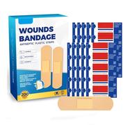 Vendajes de Primeros Auxilios para Heridas en Casa - 200 Tiras de Plástico Antibacterianas, Seguros para Niños y Adultos, Elásticos, Transpirables y Fáciles de Usar