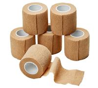 Vendas autoadhesivas cohesivas MEDca, 2 pulgadas x 5 yardas, 6 unidades, con cinta de primeros auxilios elástica y resistente para esguinces, (color carne)