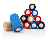 Vendas cohesivas de 10 cm x 4,5 m - 12 Rollos de vendas autoadhesivas, elásticas, material flexible, transpirable y fácil aplicación. Apoyo y soporte para zonas lesionadas del cuerpo