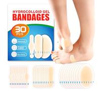 Vendas hidrocoloides para ampollas - 30 vendas impermeables para pies, talones y dedos de los pies - Prevención y recuperación de ampollas en el talón, vendajes de talón para ampollas y almohadillas