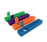 Vendedor de Estados Unidos - Pastillero pequeño de 7 días con tapas de cierre a presión - Organizador semanal de pastillas 4 veces al día o dispensador de 28 días - Viene con 4 recipientes separados