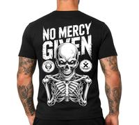 Vendetta Inc. Camiseta para hombre No Mercy Given VD-1763, color negro, camiseta de calle, estampado de calavera, cuello redondo, tallas S-5XL, Negro , 4XL
