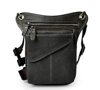 Vendimia Bolsa de Piel Pierna Gota para Hombres Mujeres Bolso de Cintura Riñonera vago multifunción Militar táctico Motocicleta Ciclista Ciclista Senderismo Deportes Camping Montar Oscuro