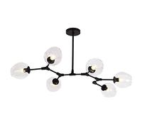 Vendimia Burbuja Vidrio Sputnik Lámpara Colgante Moderno 9-luces Irregular Metal Durante La Luz Ajustable Único Luz Colgante Para Cocina Comedor Isla-Limpiar la pantalla de la lámpara Negro 6 cabezas