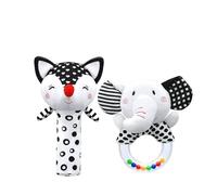 Venditer Sonajero de Juguete Muñeca de Peluche, Juguetes Sonajero Bebe 0 3 6 12 Meses, Juguete Montessori, Blanco y Negro Sonajero Peluche Juguete para Bebé Peluches Suaves de Bebe Regalos 0+ Meses