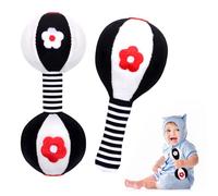 Venditer Sonajero de Juguete Muñeca de Peluche, Juguetes Sonajero Bebe 0 3 6 12 Meses, Juguete Montessori, Blanco y Negro Sonajero Peluche Juguete para Bebé Peluches Suaves de Bebe Regalos