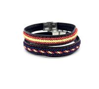 Vendopolis PACK DE 2 PULSERAS DE CUERO CON TRENZADO EN HILO BANDERA DE ESPAÑA CON CIERRE METALICO SE PUEDE ADAPTAR A MEDIDA