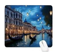 Venecia Alfombrilla de Ratón Pequeña para Juegos de Velocidad, Mouse Pad Ciudad del Agua 320x260x3mm Alfombrillas Ratón Tamaño Pequeña Bordes Cosidos, Antideslizante Alfombrilla Escritorio D-537