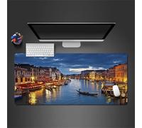 Venecia Ciudad del Agua Barco Alfombrilla de Ratón,XXL 700x300x2mm Grande Mouse Pad,Base de Goma Antideslizante,Superficie Mejora la precisión y la Velocidad Adecuada para Jugadores,PC y portátil