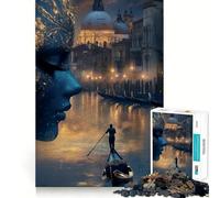 Venecia Dreamscape con Figura enmascarada Rompecabezas para Adultos de 1000 Piezas Diversión para ejercitar la Mente Piezas sin Rebabas y de Corte Limpio Actividad para Compartir en Familia (38x26cm)