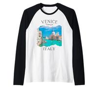 Venecia Italia Souvenir Vintage Europea Viajes Italianos Mujeres Camiseta Manga Raglan
