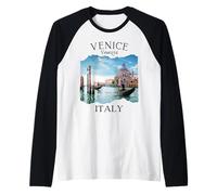 Venecia Italia Souvenir Vintage Europea Viajes Italianos Mujeres Camiseta Manga Raglan