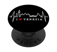 Venecia Skyline Latido del Corazón Italia Amo Venezia PopSockets PopGrip Adhesivo