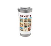 Venecia Venecia Italia Vintage Travel Collage Veneto Monumentos Vaso térmico de acero inoxidable de doble pared