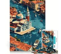 Venecia Vista Desde Arriba Rompecabezas de 1000 Piezas Juguete de construcción Focus Ajuste Huecos Actividad gratificante para días lluviosos (38x52cm)