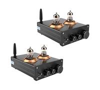 VENEKA 2 amplificadores de preamplificador estéreo HiFi 6J5 Bluetooth 4.2 con ajuste de tono de graves agudos (negro)