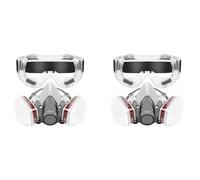 VENEKA 2X Máscara de Respirador Con Filtros, Máscara de Gas de Media Cara Reutilizable Con Gafas de Seguridad, Máscara de Pintura de Media Cara, para Pintar