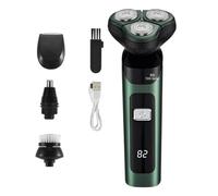 VENEKA Afeitadora Eléctrica Pantalla Digital LCD Maquinilla de Afeitar Inteligente Recargable Flotante de Cabezales Afeitadora Impermeable Carga Tipo C Verde