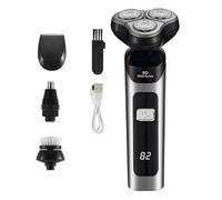 VENEKA Afeitadora Eléctrica Pantalla Digital LCD Maquinilla de Afeitar Inteligente Recargable Flotante de Cabezales Afeitadora Resistente Al Agua Carga Tipo C Plata