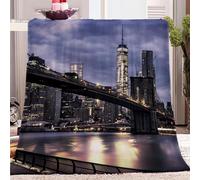 VENESS Vista del Puente de Brooklyn, Nueva York Manta Franela 130x150cm 3D Impresión Suave CóModo Transpirable Mantas Adecuada Todas Las Estaciones Manta para Adultos, Niños, Sofá, Cama, Viajemanta