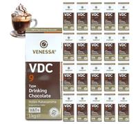 VENESSA VDC9 - Chocolate para beber (20 x 1 kg, con el mejor aroma, 9% de cacao/leche, sin grumos, cacao en polvo para empresas, posadas, restaurantes, todo tipo de vendas)