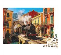 Venetian Train Jigsaw Puzzles 1000 Piezas Reciclado Papel Canal City Adult Jigsaws Desarrollo de la Boy & Girl‘s Inteligencia Educational Juego para Familiar 52x38cm/1000pcs