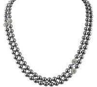 Venetti Collection Collar de doble cristal y perlas de diamante, plata, talla única