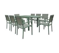 Venezia conjunto de muebles de jardín extensible 90-180 de textilene verde salvia 8 plazas - aluminio verde salvia