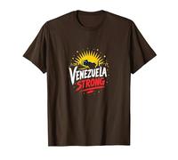 Venezuela Fuerte: Orgullo patriótico del Atardecer del Horizonte Camiseta, Hombre, Marrón, M