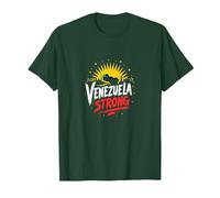 Venezuela Fuerte: Orgullo patriótico del Atardecer del Horizonte Camiseta, Hombre, Verde Bosque, XL