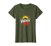 Venezuela Fuerte: Orgullo patriótico del Atardecer del Horizonte Camiseta, Mujer, Verde Oliva, 3XL
