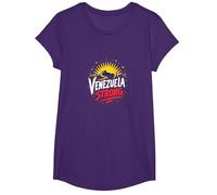 Venezuela Fuerte: Orgullo patriótico del Atardecer del Horizonte Camiseta, Niñas, Morado, XS