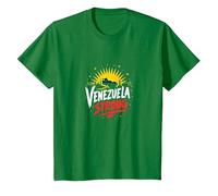 Venezuela Fuerte: Orgullo patriótico del Atardecer del Horizonte Camiseta, Niños, Verde Kelly, 8 años