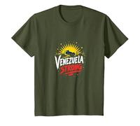 Venezuela Fuerte: Orgullo patriótico del Atardecer del Horizonte Camiseta, Niños, Verde Oliva, 8 años