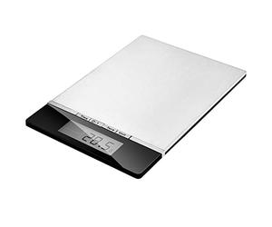 Venga! Báscula de Cocina, hasta 5 kg, Bandeja de Acero Inoxidable, Con Sensor de Temperatura y Reloj, Negro/Inox, VG EKS 3000