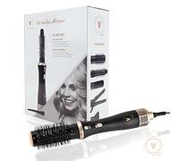Venga! VG HCR 3001, Estilizador iónico para cabello de aire caliente 5 en 1; seca, riza, alisa, da volumen, realza, peina y cepilla, 5 accesorios, 6 clips para el cabello, 600 W, color negro/dorado