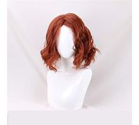 Vengadores Infinity War Black Widow Cosplay Peluca de pelo Natasha Romanoff Cosplay Marrón Rizado Peluca Halloween Superhéroe Disfraz de mujer