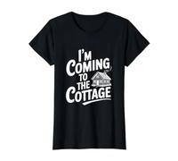 Vengo a la cabaña Camiseta gráfica económica, Mujer, Negro, L