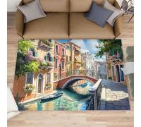 Venice - Alfombras para habitación de niños, alfombra de paisaje acuático para dormitorio, alfombra de arquitectura de pintura al óleo y decoración del hogar, alfombra antideslizante de pelo bajo para