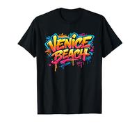 Venice Beach Colorido Graffiti Street Art California Design Camiseta gráfica económica