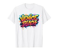 Venice Beach Colorido Graffiti Street Art California Design Camiseta gráfica económica