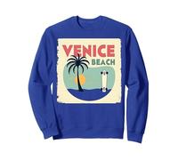 Venice Beach Retro Surf Skateboard Palmera Poster Sudadera, Unisex para Adultos, Azul Real, L