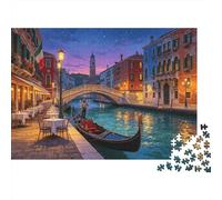 Venice Canal 1000 Pieza Puzzle Papel Reciclado European Town Adulto Jigsaws Imposiblemente Difícil y Desafiante Relieve Senile Dementia Fun 52x38cm/1000pcs