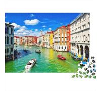 Venice Canal View Puzzles for Ancianos 1000 Piezas Material Reciclable Paper Vibrant Cityscape Puzzle for Adultos Interesante Familia Accesorios para Juegos Accesorios para Juegos de Fies...